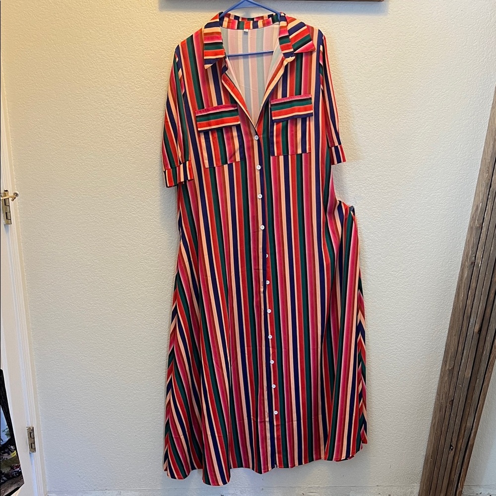 Striped Multicolor Shirt Dress